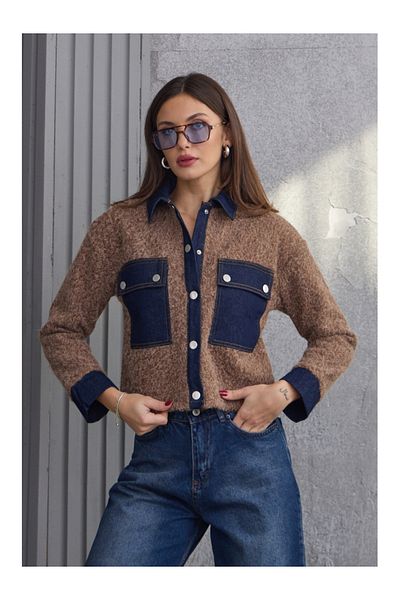 Elif Özbey Butik Кафяво дънково яке с детайли