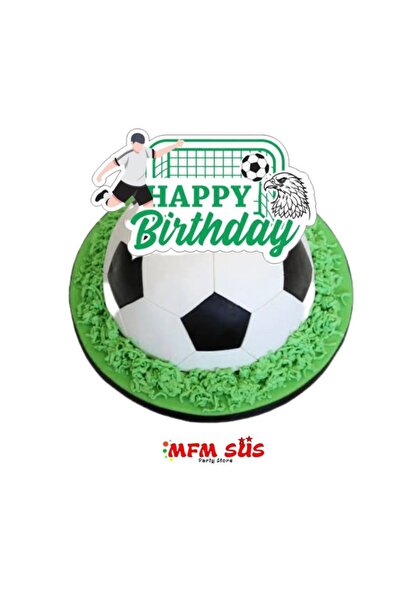MFM Siyah beyaz futbol taraftar happy birthday pasta üstü eva yazı