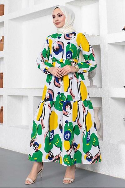 TRENDTESETTÜR ΓΥΝΑΙΚΕΙΟ ΠΡΑΣΙΝΟ (BENETTON) ΦΟΡΕΜΑ ΜΕ ΣΧΕΔΙΟ ΖΩΝΗ T 144