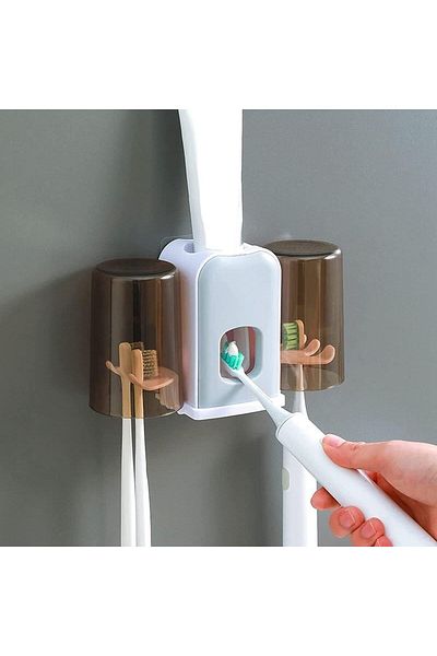 Mu Art Sterile Automatic Toothpaste Dispenser with 2 Cups That Can Be Attached to the Wall Without Installation (4767)
