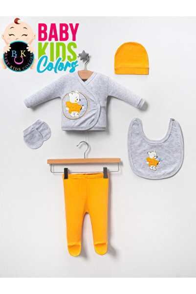 baby kids colors طقم بدلة مستشفى فاخرة مكونة من 5 قطع لحديثي الولادة باللون ا...