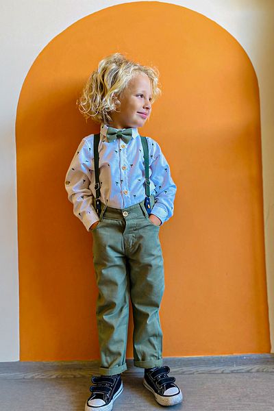 LULU Kids "Palm" Boy's Suit Set of 4 with Bow Tie and Slopet