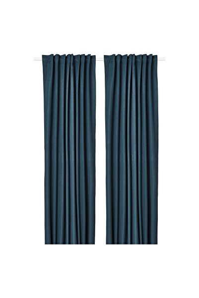 IKEA Rosenmandel Karartma Perde/2 Kanat, Koyu Mavi, 135x300 Cm