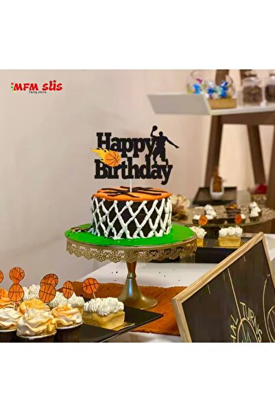 MFM Basketbol temalı happy birthday pasta üstü eva yazı