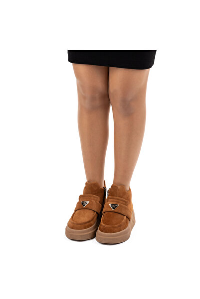 TwoEgoist Kadın Hakiki Süet Deri Yüksek Taban Bilek Boy Günlük Bot