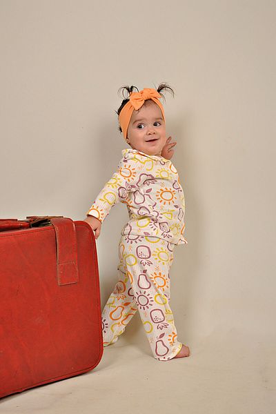 Peki Children's Buy 5 Pay 4 Baby Anti-Sweat Breathable Line Cotton Darkalip Sun Fruit Pattern Pajamas Set 14811