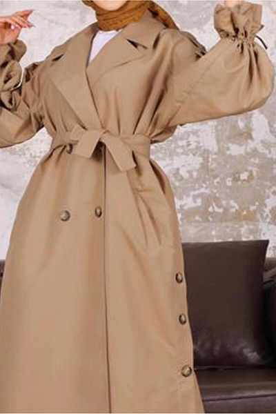 TRENDTESETTÜR Γυναικεία καφέ (CAMEL) Καμπαρντίνα με λεπτομέρεια με κουμπιά T 36007