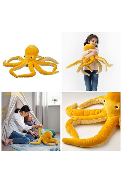 IKEA Yellow Octopus 50 cm Soft Plush Toy - Blavıngad