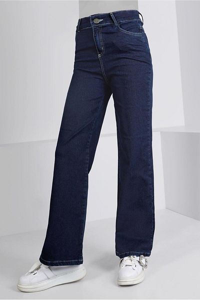 TRENDTESETTÜR Pantaloni de damă albastru bleumarin din denim - Loose Fit T 0505