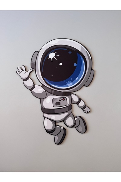 UViolets Dekoratif Ahşap Baskılı Astronot Çocuk Odası Duvar Aksesuarı 27*36