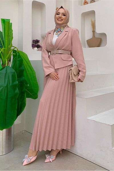TRENDTESETTÜR Γυναικείο φόρεμα σε χρώμα πούδρας - Jacket Appearance, T 0073