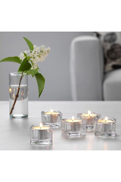 IKEA Tealight Dekoratif Mumluk, Cam, (5adet)