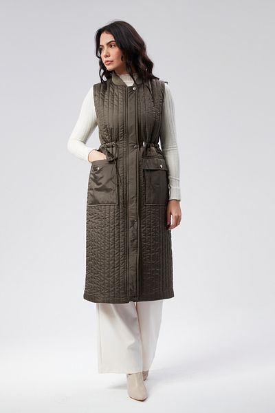 MASSMİZO Women's Zipper Detailed Long Quilted Vest