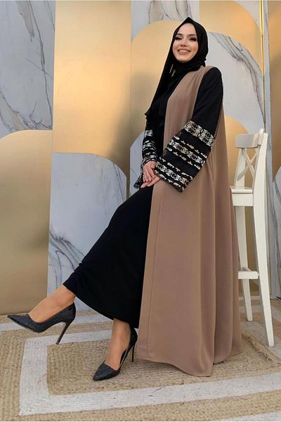 TRENDTESETTÜR Γυναικεία μανίκια μινκ με κεντημένα λεπτομερή ζωνάκια Ferace T 4187