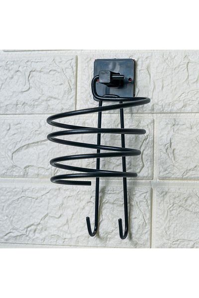 Mu Art Self Adhesive Black Stainless Metal Blow Dryer Hanger Hair Dryer Holder (4