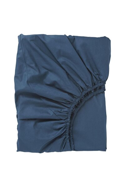 IKEA Çift Kişilik Lastikli Çarşaf Koyu Mavi Renk MeridyenDukkan 160x200 Cm Pa...