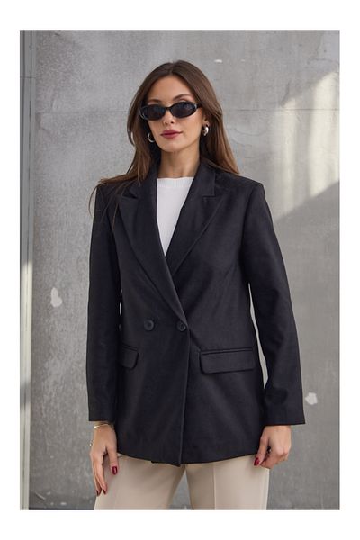 Elif Özbey Butik Jachetă neagră Zr Model Suede Blazer