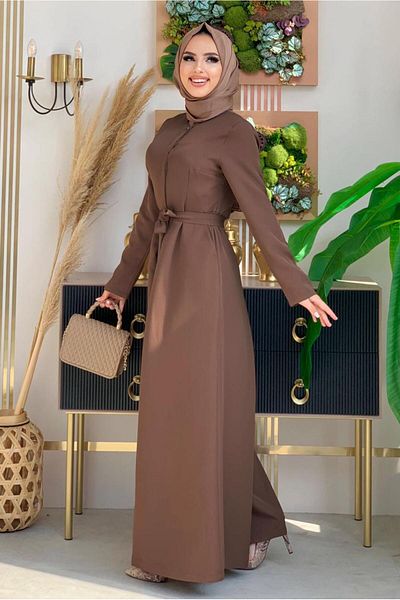 TRENDTESETTÜR Γυναικεία ολόσωμη φόρμα με φαρδιά ζώνη καφέ T 6763