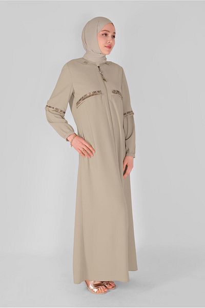 TRENDTESETTÜR Palton de damă bej cu ciucuri și broderie T 10350