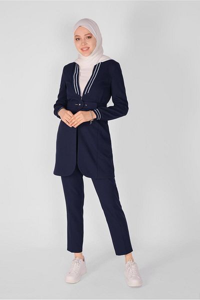 TRENDTESETTÜR Γυναικείο μπουφάν Navy Blue Glitter με λεπτομέρεια T 41468