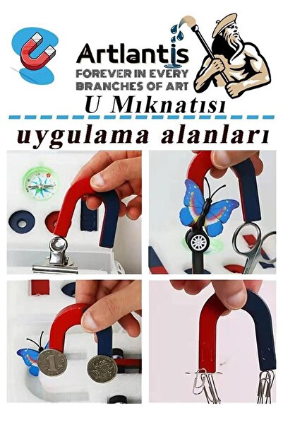 Artlantis Mıknatıs Seti 20 Parça 1 Paket Deney Malzemesi Okul Projeleri İçin Manyetik U I Araba Halka Mıknatıs