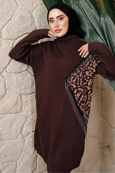 TRENDTESETTÜR WOMEN'S BROWN LEOPARD PATTERNED TRACK SUIT T 2508