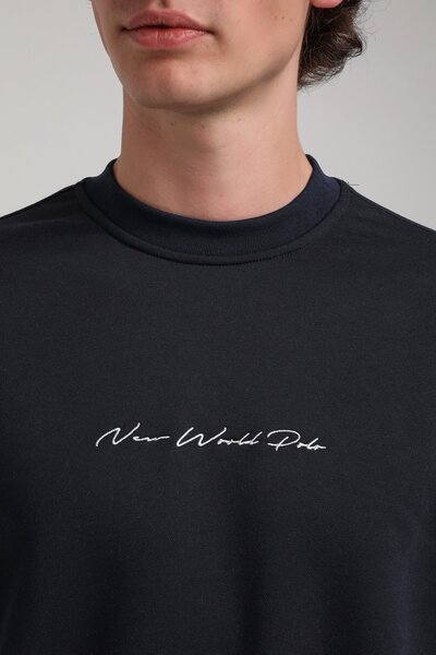 NEW WORLD POLO Crew Neck Navy Slim Fit Sweatshirt 23Fwm60168