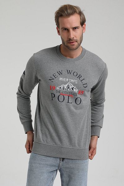 NEW WORLD POLO Crew Neck Gray Slim Fit Sweatshirt 22fwm60133