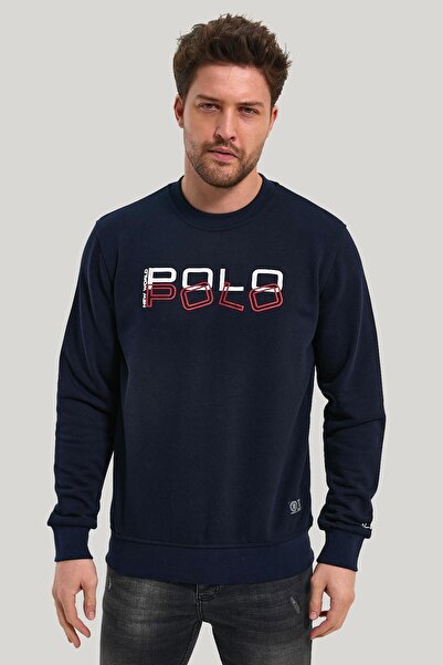 NEW WORLD POLO Crew Neck Navy Blue Slim Fit Sweatshirt 23FWM60166