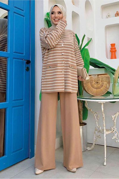 TRENDTESETTÜR ΓΥΝΑΙΚΕΙΟ ΣΕΤ ΠΑΝΤΕΛΟΝΙ ΜΕ ΡΙΓΕΣ TABA T 12332