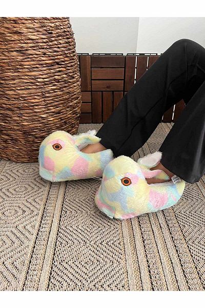 Behtah Kundura Unisex Rabbit Figured βελούδινες παντόφλες - Keep Foot Warm Home Boots