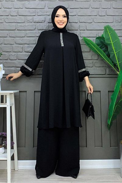 TRENDTESETTÜR WOMEN'S BLACK STONE PANT SUIT T 4648