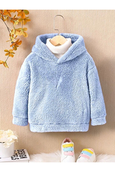 shop erkek çocuk mavi peluş kapsonlu