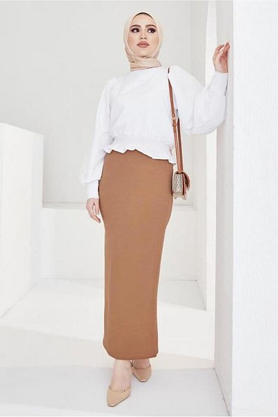 TRENDTESETTÜR Ταν Γυναικεία Pencil Φούστα - Ελαστική μέση Τ 802