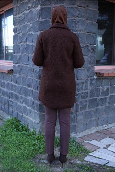 TRENDTESETTÜR WOMEN'S BROWN POCKET DETAILED COAT T 5327