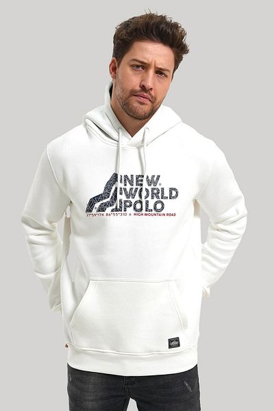 NEW WORLD POLO Hooded Ecru Slim Fit Hoodie 23FWM64051