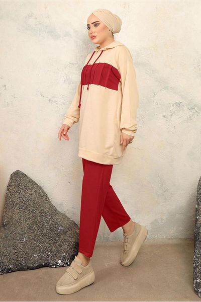 TRENDTESETTÜR WOMEN'S RED Hooded Pants Suit T 2943