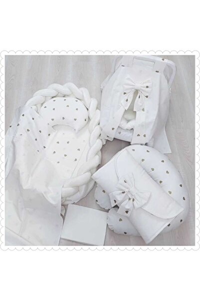 Hayalperest Babynest Gold Kalp Desenli 11 Parçalı Set