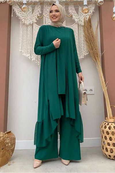 TRENDTESETTÜR ΓΥΝΑΙΚΕΙΟ ΣΕΤ ΠΑΝΤΕΛΟΝΙ ΤΡΙΠΛΟ ΦΑΡΚΙ ΜΕ ΛΕΠΤΟΜΕΡΗ ΠΡΑΣΙΝΟ (Σμαραγδένιο) ΦΑΡΚΙ T 1148
