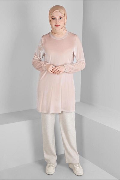 TRENDTESETTÜR WOMEN'S PINK (A.SOMON) STRAIGHT VELVET TUNIC T 43447