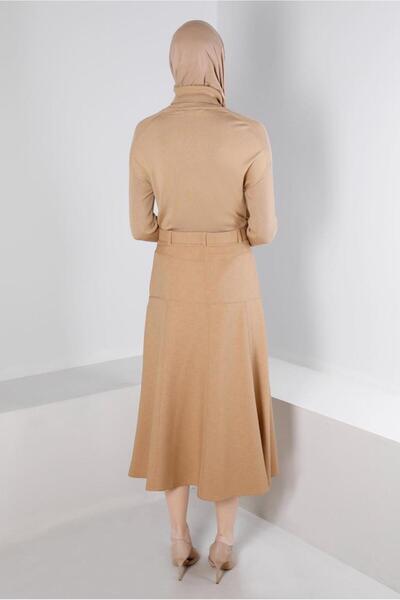 TRENDTESETTÜR Beige Women's Skirt with Belt - t 60347