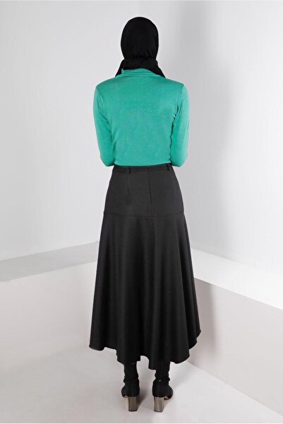 TRENDTESETTÜR WOMEN'S BLACK BUTTON DETAILED SKIRT T 60353