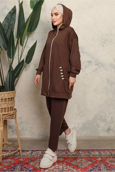 TRENDTESETTÜR ΓΥΝΑΙΚΕΙΟ ΣΕΤ ΚΑΦΕ ΠΑΝΤΕΛΟΝΙ ΜΕ ΚΑΠΟΥΝΤΙ ΚΑΙ ΤΣΕΠΕΣ T 6043
