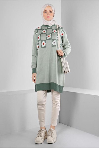 TRENDTESETTÜR ΓΥΝΑΙΚΕΙΟ ΠΡΑΣΙΝΟ (K.ÇAĞLA) ΠΛΕΚΤΟ ΜΟΝΤΡΟ TUNIC T 43178