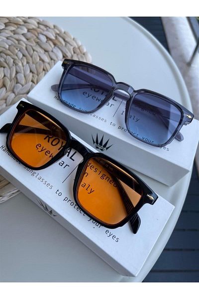 WATCHOFROYAL VintaGe Grey-oranGe Set of Two UV-400 Glass SunGlasses - SunGlasses for Women and Men