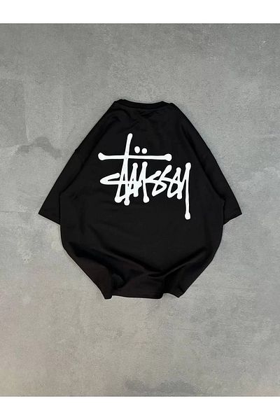 New Shine Μπλουζάκι Unisex Crew Neck Printed Oversize - Μαύρο