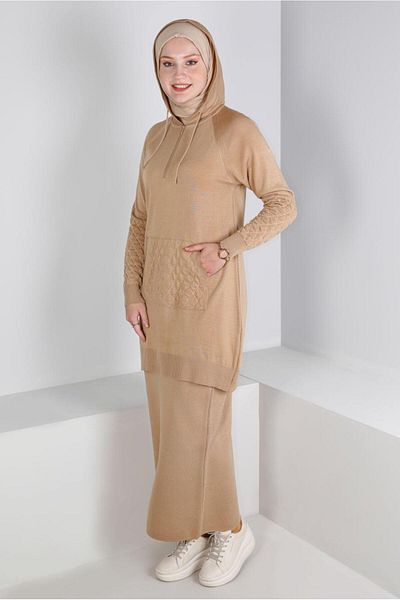 TRENDTESETTÜR Γυναικεία Καφέ (CAMEL) Πλεκτή Φούστα T 60321