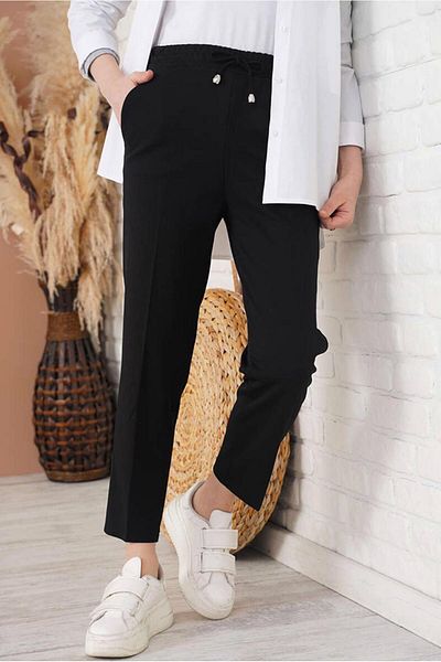 TRENDTESETTÜR Pantaloni de damă cu talie neagră din cauciuc T 4266