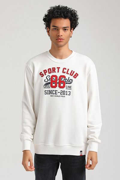 NEW WORLD POLO Crew Neck Ecru Slim Fit Sweatshirt 23FWM60159