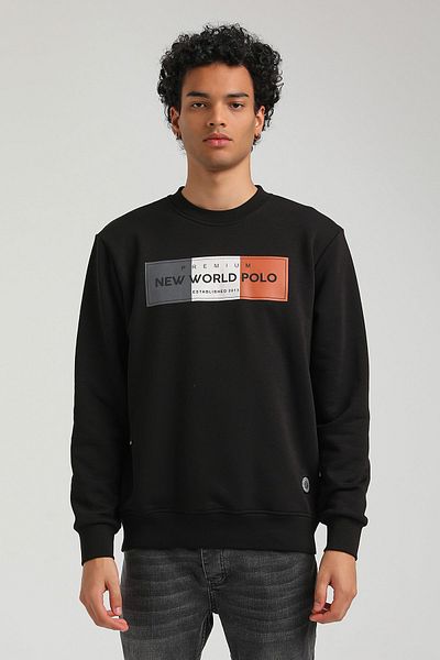 NEW WORLD POLO Crew Neck Black Slim Fit Sweatshirt 23FWM60155